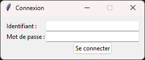 Fenêtre de connexion